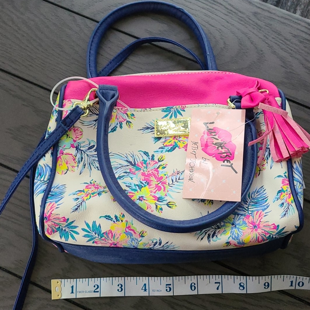Betsey Johnson Floral Mini Satchel / Crossbody Bag